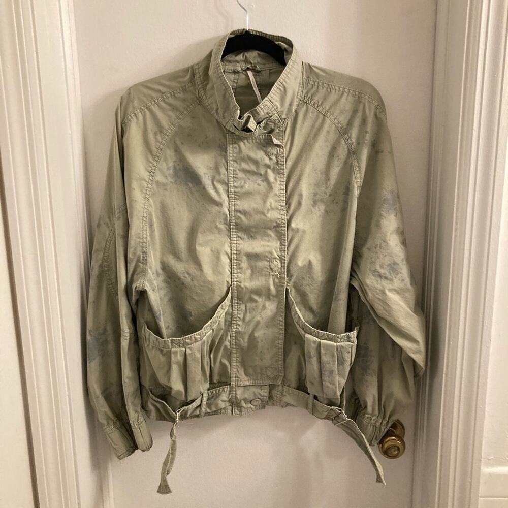 Free People Parachute Jacket in Marbled Green and Blue - Size S - Picture 3 of 6